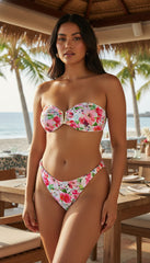 Roseraie – Bikini bandeau fleuri